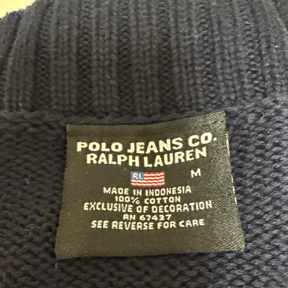 Vintage Ralph Lauren Polo Jeans Co. Crewneck Sweater with Flag Size M pre owned - Picture 4 of 8